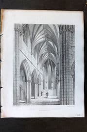 Billings C1850 Print. Trinity College Church, The Choir Edinburgh, Scotland