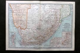 Black 1903 Antique Map. Africa. Southern Part
