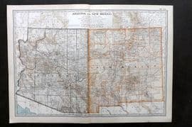 Black 1903 Antique Map. Arizona and New Mexico