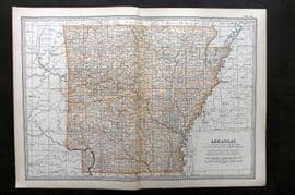 Black 1903 Antique Map. Arkansas USA