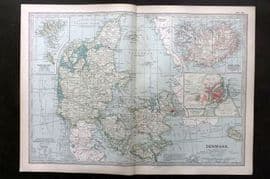 Black 1903 Antique Map. Denmark and Iceland