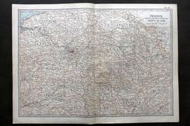 Black 1903 Antique Map. France. North Central Portion. Vicinity of Paris