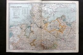 Black 1903 Antique Map. German Empire. Northern Part