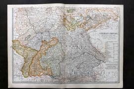 Black 1903 Antique Map. German Empire. Southwestern Part
