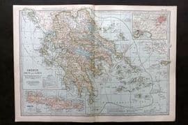 Black 1903 Antique Map. Greece, Crete and Samos