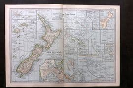 Black 1903 Antique Map. Islands of the Pacific Ocean, with New Zealand