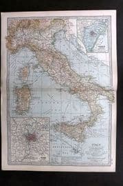 Black 1903 Antique Map. Italy