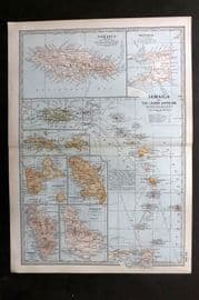 Black 1903 Antique Map. Jamaica and the Lesser Antilles Caribbean