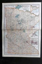 Black 1903 Antique Map. Minnesota, USA