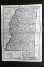 Black 1903 Antique Map. Mississippi USA