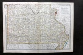 Black 1903 Antique Map. Missouri, Southern Part
