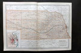 Black 1903 Antique Map. Nebraska, USA