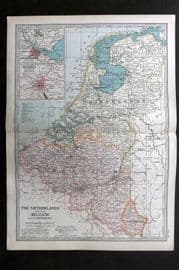 Black 1903 Antique Map. Netherlands (Holland) Belgium & Luxemburg
