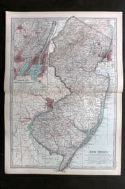 Black 1903 Antique Map. New Jersey, USA