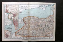 Black 1903 Antique Map. New York, Western Part, USA