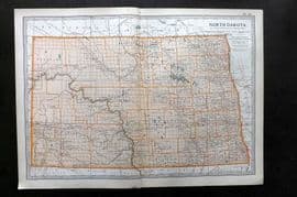 Black 1903 Antique Map. North Dakota, USA