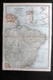 Black 1903 Antique Map. South America, Eastern Part