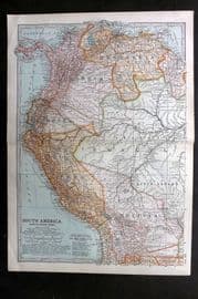 Black 1903 Antique Map. South America, North West Part