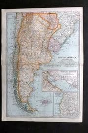 Black 1903 Antique Map. South America, Southern Part