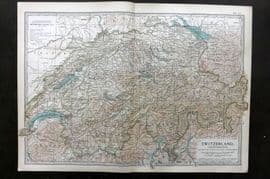 Black 1903 Antique Map. Switzerland and Liechtenstein