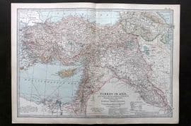 Black 1903 Antique Map. Turkey in Asia with Russian Trans-Caucasia
