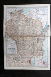 Black 1903 Antique Map. Wisconsin, USA