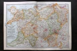 Black 1903 Map. England & Wales. Cheshire. Derby, Stafford, Shropshire etc