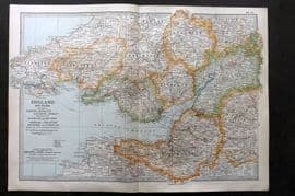 Black 1903 Map. England & Wales. Hereford, Monmouth, Gloucester, Somerset