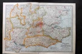 Black 1903 Map. England. Oxford, Buckingham, Hertford, Essex, Middlesex etc