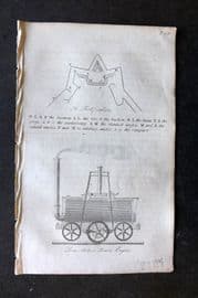 Blair 1834 Miniature Print. Fortification, Locomotive Steam Engine.