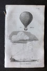 Blair 1834 Miniature Print. Hot Air Balloon, Clouds, Cause of Rainbows