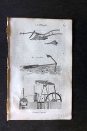 Blair 1834 Miniature Print. Plough, Anchor, Steam Engine