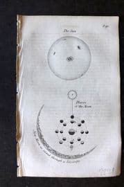 Blair 1834 Miniature Print. The Sun, Phases of the Moon. Astronomy