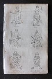 Blair 1834 Print. Gods - Minerva, Ceres, Vulcan, Pluto, Hundu & Egyptian Deity