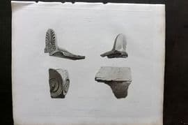 BM Marbles 1820 Folio Sculpture Print. 2 Small Tiles & Fragments of Columns 25