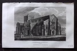 Britton C1810 Antique Print. Atttleborough Church, Norfolk