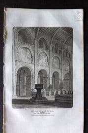 Britton C1810 Antique Print. Binham Priory Church, Norfolk