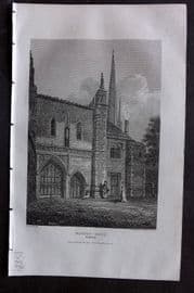 Britton C1810 Antique Print. Bishop Gate, Norwich