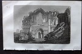 Britton C1810 Antique Print. Castle Acre Priory, Norfolk
