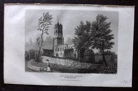Britton C1810 Antique Print. Irtingboro Church, Northamptonshire
