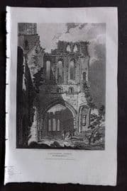 Britton C1810 Antique Print. Lathony Abbey, Monmouthshire
