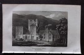 Britton C1810 Antique Print. Llanthony Abbey, Monmouthshire