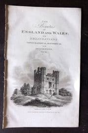 Britton C1810 Antique Print. Middleton Castle, Norfolk. Illus. Title