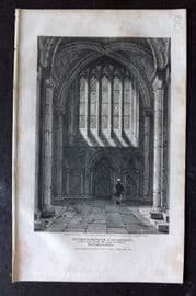 Britton C1810 Antique Print. Peterborough Cathedral, Northamptonshire