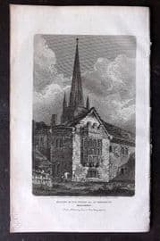 Britton C1810 Antique Print. Remains of the Priory &c at Monmouth