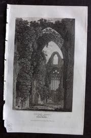 Britton C1810 Antique Print. Tintern Abbey (Looking West) Monmouthshire