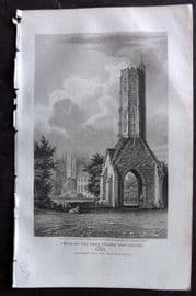 Britton C1810 Antique Print. Tower of Grey Friars Monastery, Lynn, Norfolk