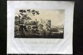 Campbell 1811 Antique Print. Ruins of Linlithgow Palace from the East, Scotland