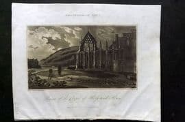 Campbell 1811 Antique Print. Ruins of the Chapel of Holy-Rood House, Scotland