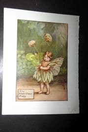 Cicely Mary Barker 1940's Flower-Fairy Print. White Clover Fairy